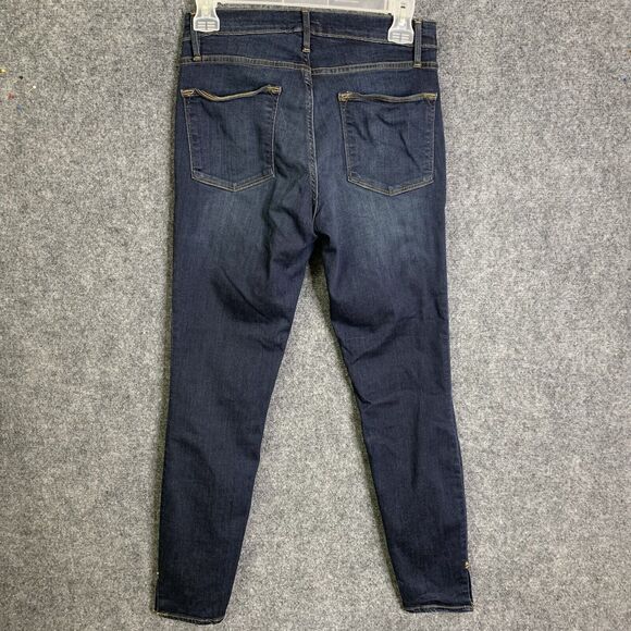 Frame Jeans Women 27 Le High Skinny Blue Cropped Slit Ankle Stretch Dark Wash - Picture 6 of 15